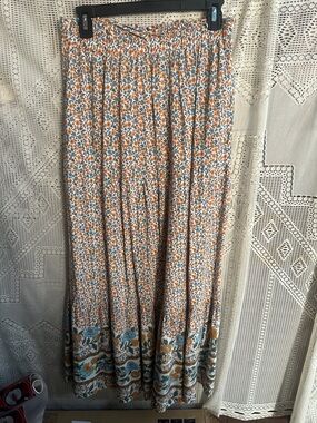 LuLaRoe Orange, Blue & Cream Floral Maxi Skirt